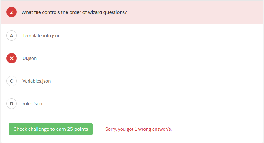 error in the quiz
