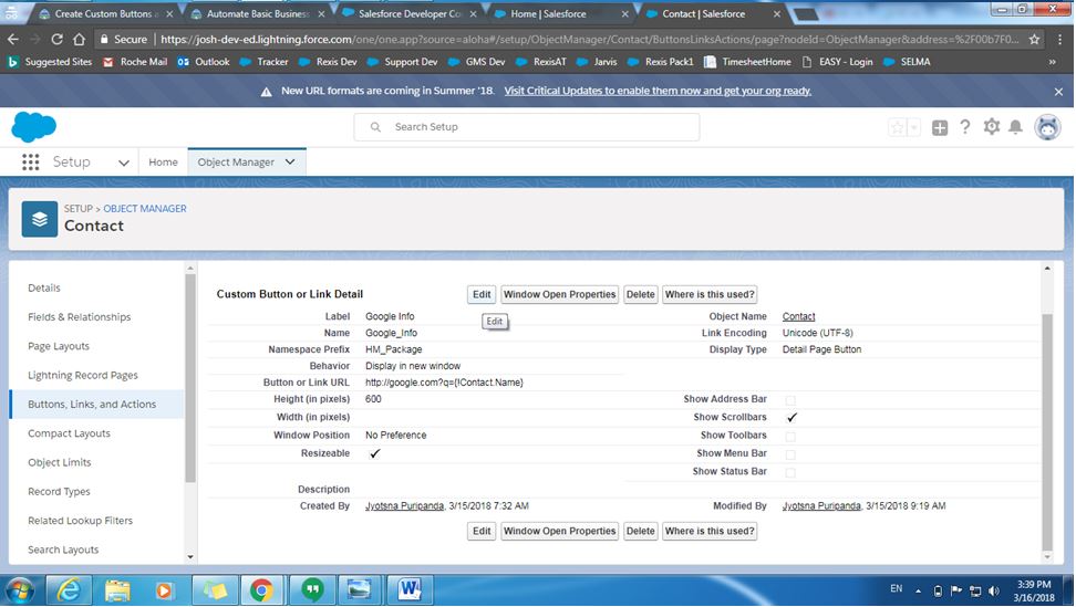 Detail Page button with stated Label