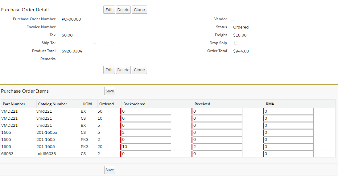 Example Purchase Order