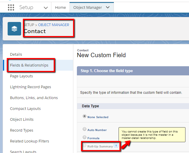 Roll-Up on Contact