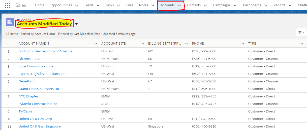 Account Modified Today Page View Error