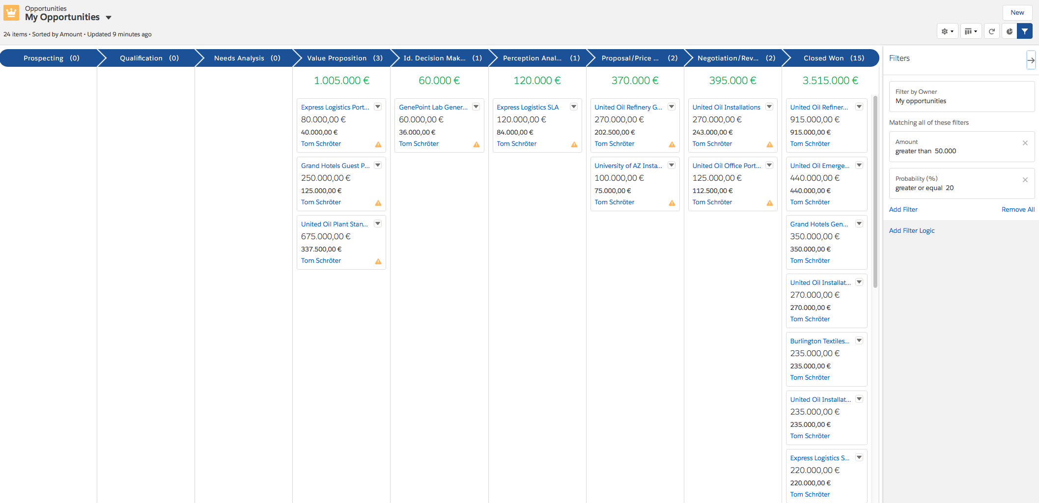 Screenshot of Filters