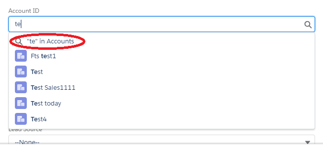 Screenshot on lightning input field