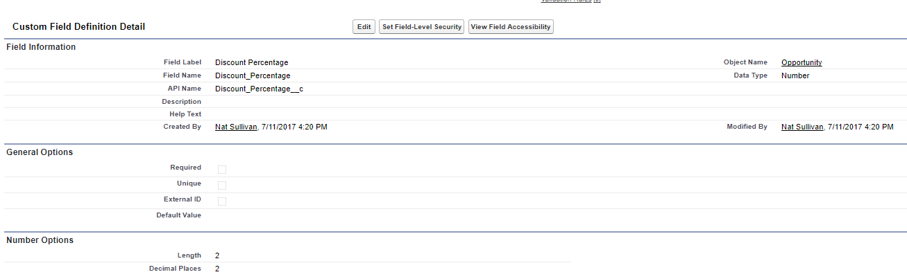 Discount Percentage field