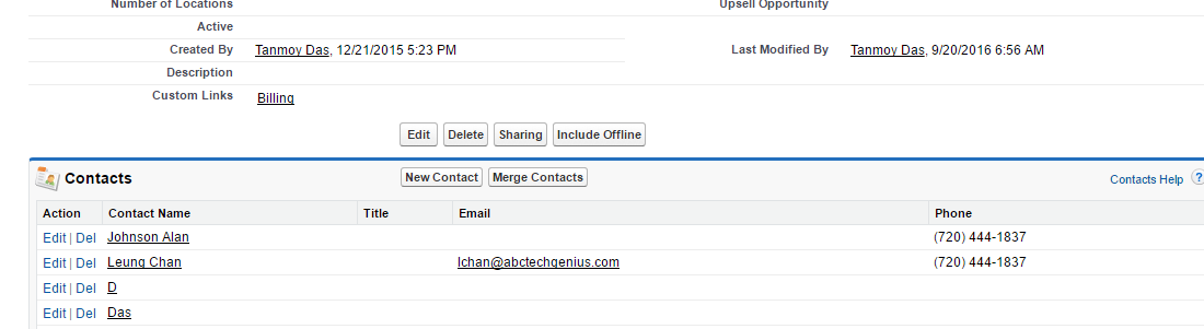 Related List in Account Record