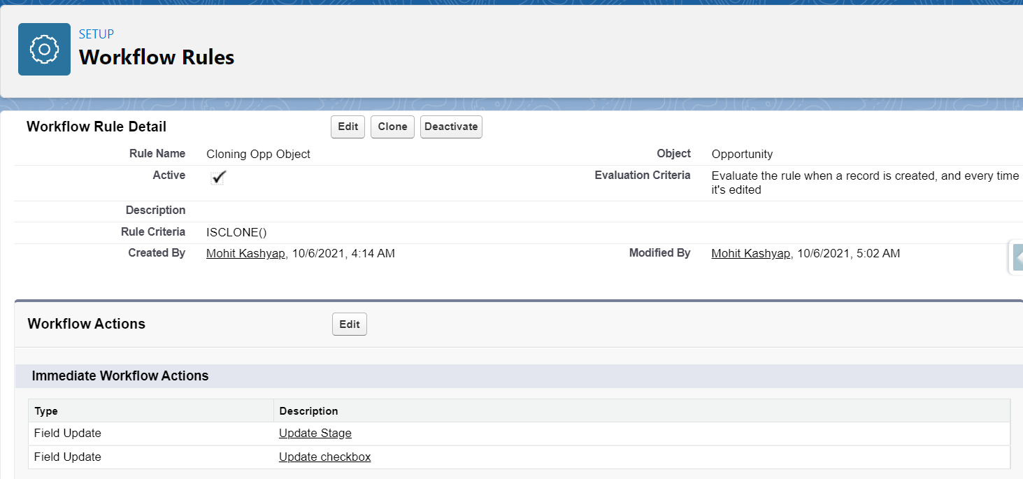 Updating stage and checkbox field