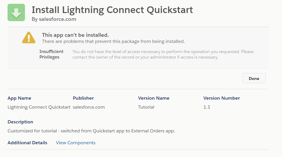 salesforce connect Insufficient privileges