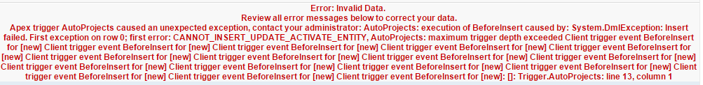 Error for the trigger