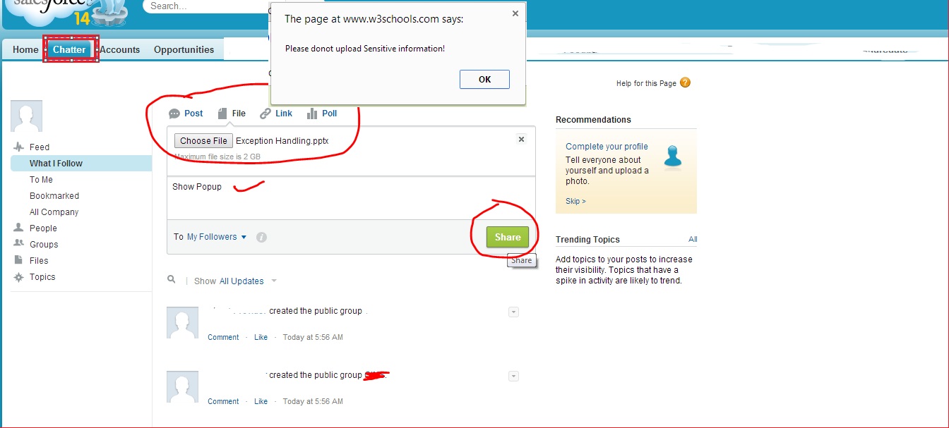 Chatter Alert or Popup