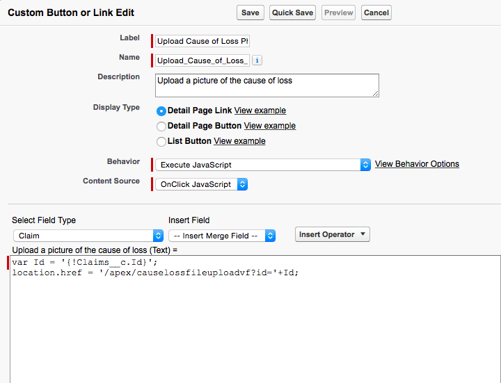 Button setup
