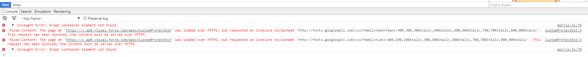 Graph container not found