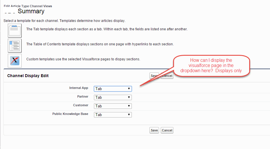Article Type and Visualforce page