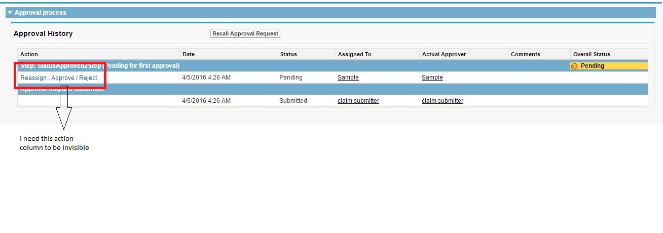 Approve reject appearing in approval history for unauthorized users