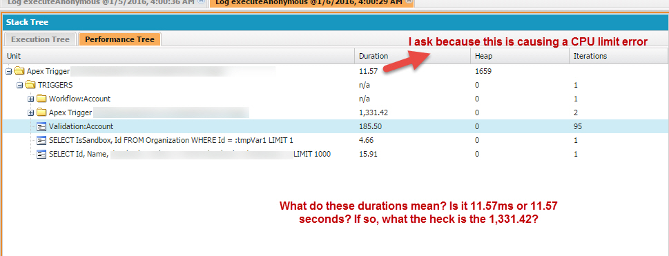 Performance Tree Duration - Unit of measure doesn't seem consistent