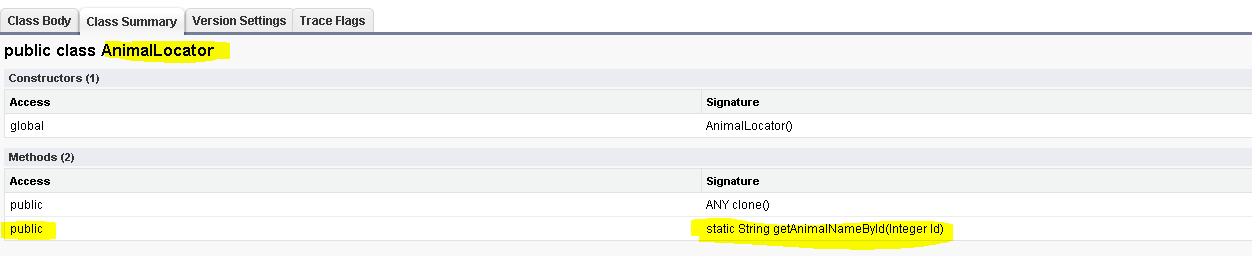 Screen Shot of summary of class