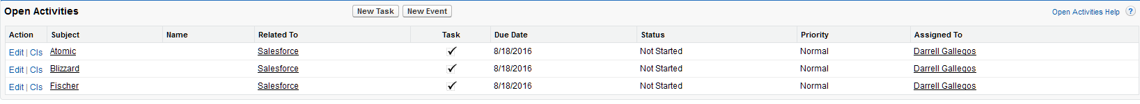Account Activities Created from Picklist
