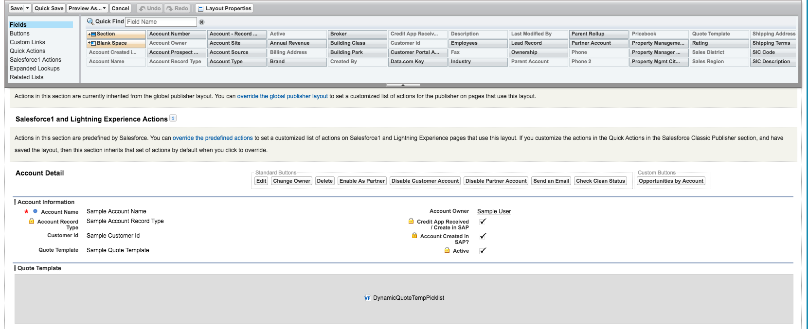 Screenshot of customized page layout
