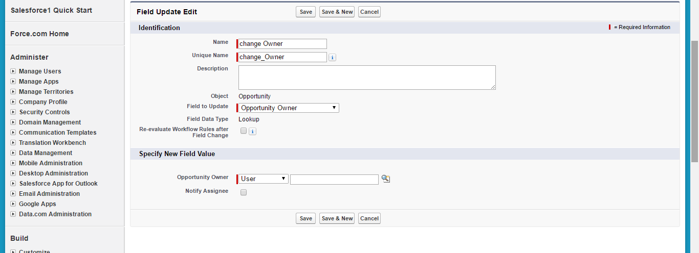 WorkFlow Field Update ScreenShot