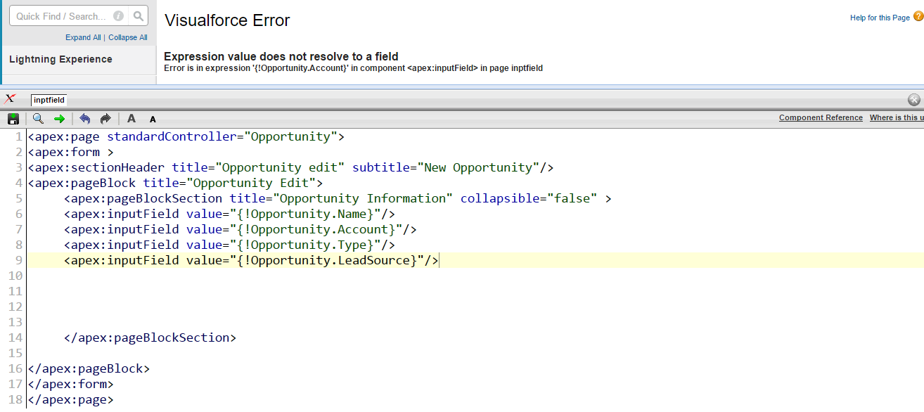 while creating a vfpage on standobject account lookup field cant created